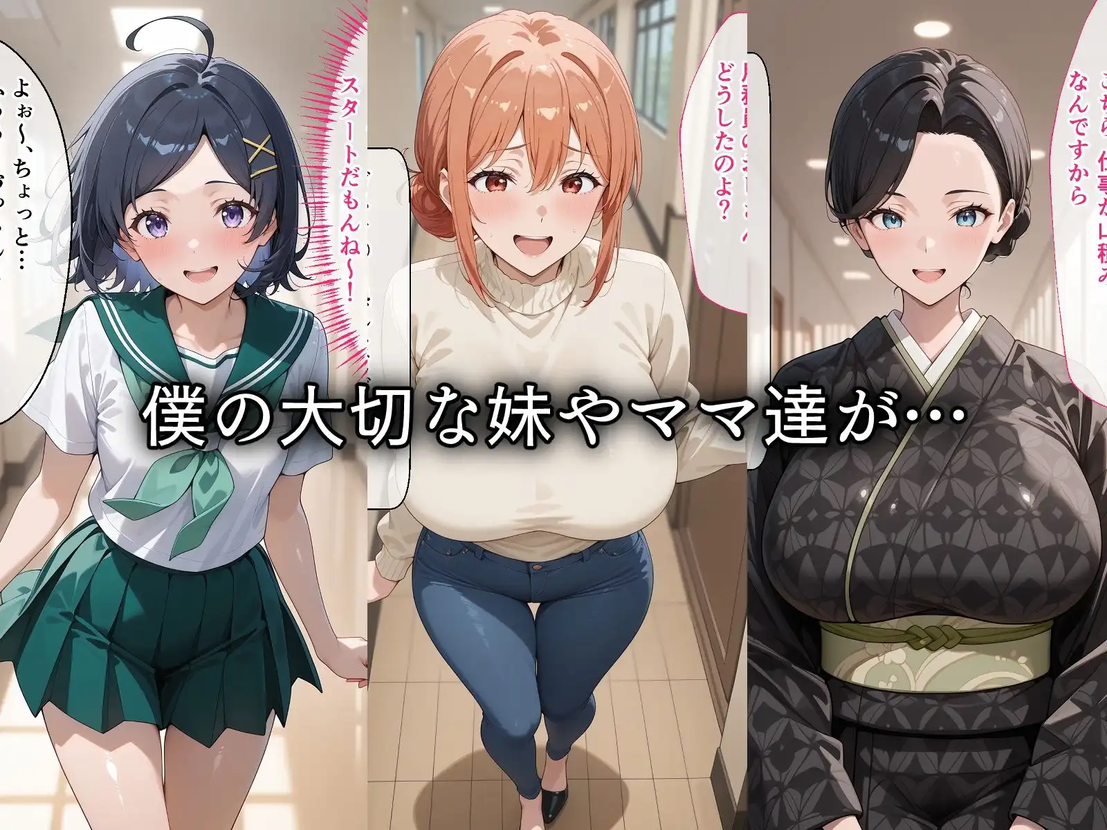 寝取られた巨乳ママと妹たち〜催〇アプリで種付け完了