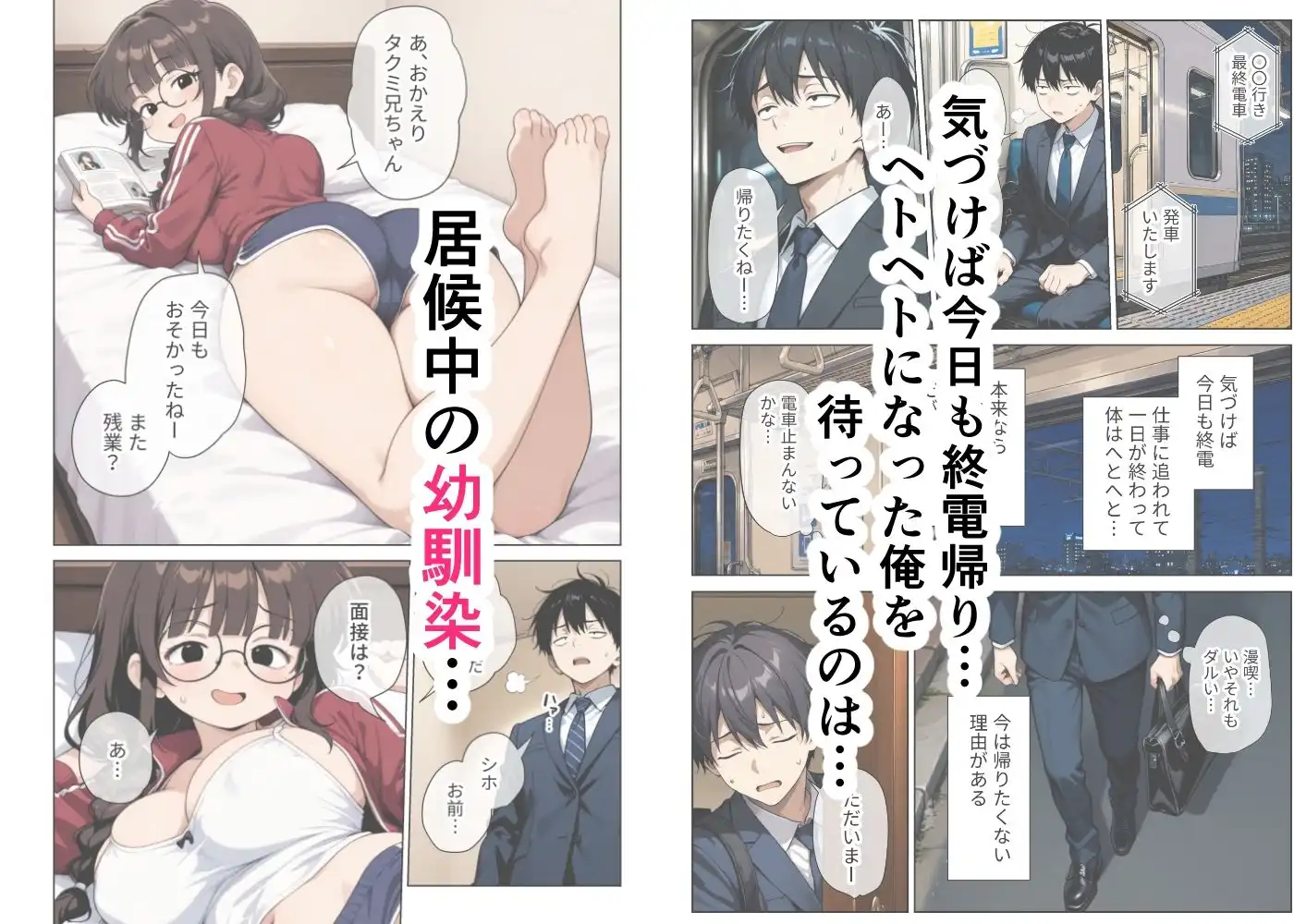 ねちっこい寸止めスロー手コキフェラと先っぽから根本まで往復するスロー騎乗位で溜まった疲れを搾りとる年下幼馴染の甘やかし搾精 - サンプル1